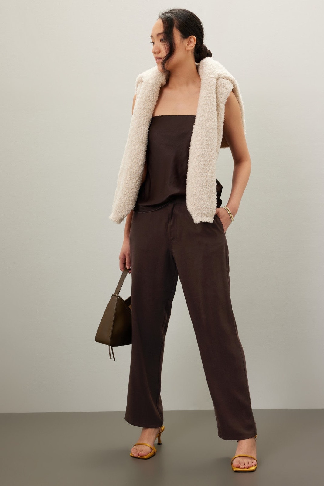 Donni Chocolate Brown Twill Carpenter Straight Leg Pants Size 8